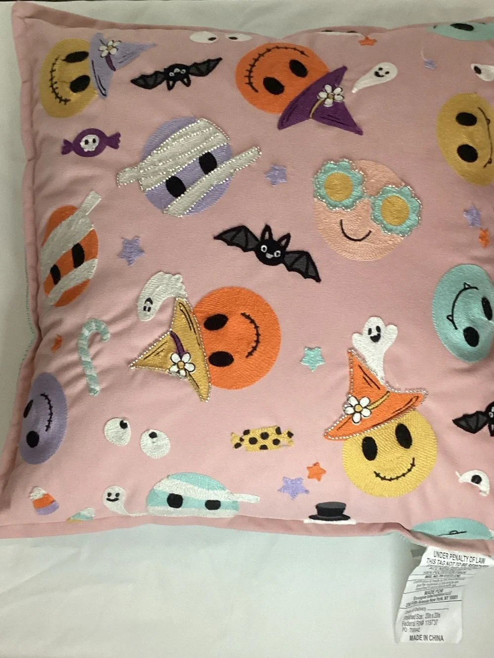 Pink Halloween Emoji Pillowcase and Throw Set